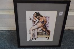 Erotic female figure groups, set of six colour prints.