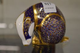 A Royal Crown Derby model of a badger.