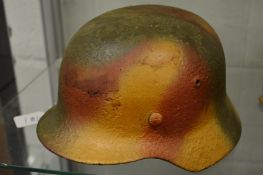 A German tin helmet.