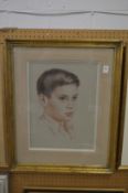 Mary Bishop, portrait of a boy, crayon, signed and dated.