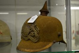 A German military Pickelhaube helmet.