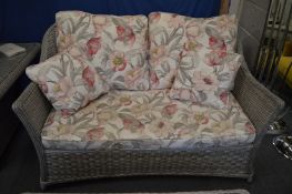 A good modern conservatory or patio suite by Bramblecrest, grey faux wicker designer, comprising