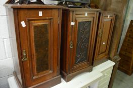 Three Victorian walnut pot cupboards.