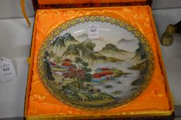 Chinese famille verte porcelain dish in a fitted box.