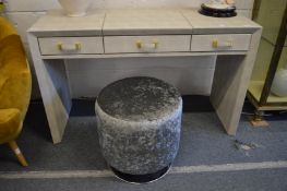 A good modern faux shagreen dressing table with two drawers and a central hinged mirror section