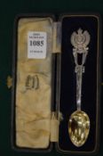 A cased presentation silver spoon.