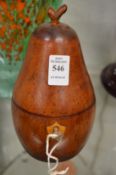 A Georgian style wooden pear shaped tea caddy.