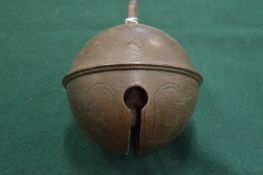 A bronze crotal bell from The Edward Seller Albourn Bell Foundry, 18th century.