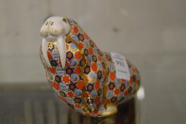 A Royal Crown Derby model of a bull walrus.
