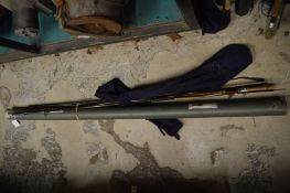 A Century Eliminator three piece fly fishing rod with cardboard storage tube.