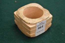 A Chinese kong shaped hard stone ring.