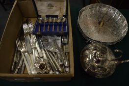 A quantity of plated flatware etc.