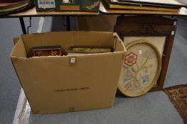 A quantity of assorted tapestries, framed and glazed.