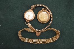 9ct gold gate bracelet and other items.