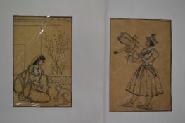 Two Indian miniature paintings on paper, unframed.