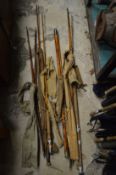 A quantity of split cane fly fishing rods.