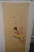 Chinese School, study of a female deity, watercolour on tissue paper, mounted but unframed.