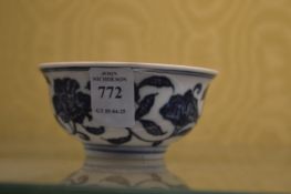 A small Chinese blue and white bowl.