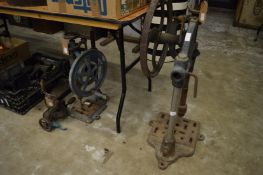 A large cast iron bench drill and two other similar.