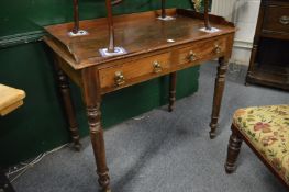 Victorian mahogany two drawer side table.