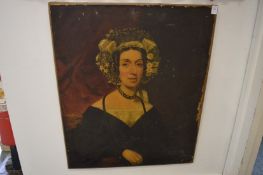 A 19th century English School, bust length portrait of a lady, oil on canvas, unframed.