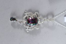 A SILVER MYSTIC TOPAZ NECKLACE.
