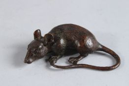 A JAPANESE BRONZE RAT. 3.5ins.