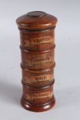 A SPICE TOWER: Cloves, Ginger, Mace, Nutmeg. 7ins high.