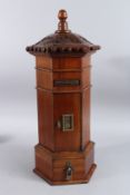 A GOOD GEORGE III STYLE MAHOGANY OCTAGONAL POST BOX. 22ins high.