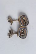 A PAIR OF RUSSIAN SILVER ELEPHANT CUFFLINKS.