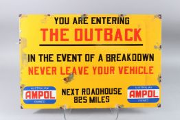 THE OUTBACK, AN AUSTRALIAN ENAMEL SIGN. 15ins x 23ins.