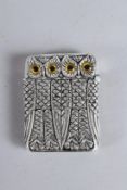 A SILVER PLATED DOUBLE OWL VESTA.