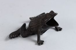 A BRONZE FROG. 3ins high.