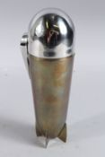 A PLATED ZEPPELIN COCKTAIL SHAKER. 10ins high.