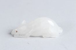 A GOOD RUSSIAN CARVED CRYSTAL RAT. 2.5ins.