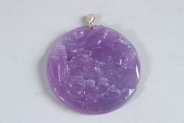 A CHINESE LAPIS SILVER TOP PENDANT. 2ins.