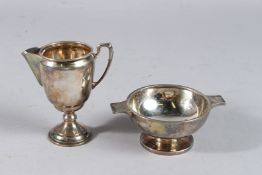 A CHRISTENING SILVER QUAICH AND ICE JUG. Sheffield 1948 and London 1926.