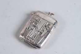 A SILVER CROQUET VESTA CASE.