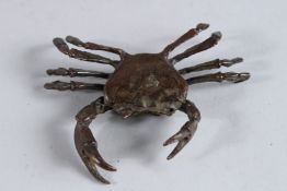 A JAPANESE BRONZE CRAB. 3.5ins.