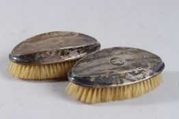 A PAIR OF ENGINE TURNED SILVER BRUSHES. Birmingham 1827.