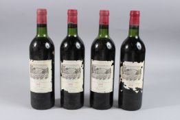 CHATEAU DUHART-MILON-ROTHSCHILD 1976, four bottles, levels fair / good.