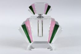A LARGE ART DECO DESIGN SCENT BOTTLE.