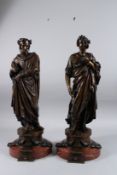 A SUPERB PAIR OF BRONZES, DANTE AND VIRGIL, on circular bases. 22ins high.