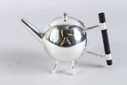 A CHRISTOPHER DRESSER DESIGN PLATED GLOBULAR TEAPOT.