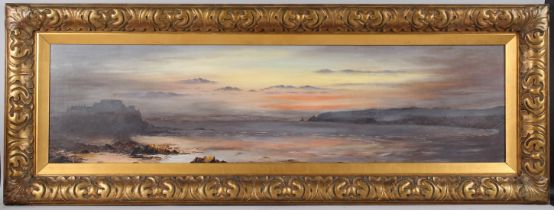 CHANNEL ISLAND INTEREST (19TH CENTURY SCHOOL) View of the sun setting over Elizabeth Castle, St