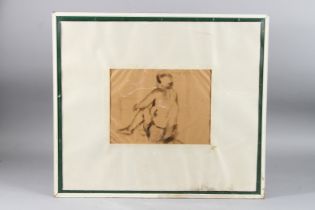 20TH CENTURY SCHOOL Seated woman, Ink on paper, indistinctly signed, 22cm x 29cm