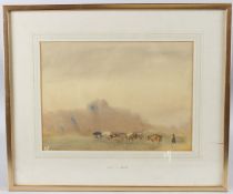 DAVID A BAXTER (1876-1954) Cattle grazing, watercolour, unsigned named on mount, 26cm x 36cm