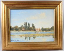 CHARLES BROOKER (1924-2001) Impressionist style view of a harbour, oil on board, signed, 29cm x 39.