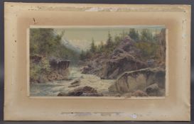 ARTHUR CROFT (1828-1893) Alpine river view, watercolour, signed and dated 1879 mounted on card,