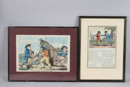 GEORGE CRUIKSHANK 'Sam Snatch' hand coloured etched broadside 27cm x 17.5cm and another satirical